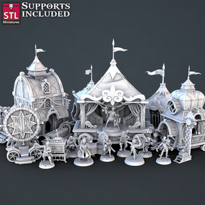 3D Printed STL Miniatures Carnival Vol 2 Set | 28 - 32mm War Gaming D&D