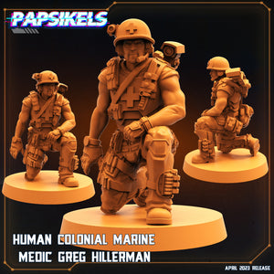 3D Printed Papsikels Cyberpunk Sci-Fi - Human Colonial Marine Medic Greg Hillerman - 28mm 32mm