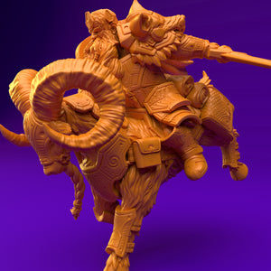3D Printed Dwarf’s Army Nafarrate - Dwarf Ram Goat Rider Set 28mm 32mm Ragnarok D&D