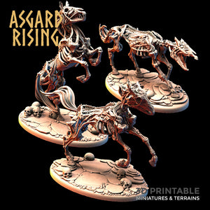 3D Printed Asgard Rising Draugr - Undead Skeleton Horses Set 28mm - 32mm