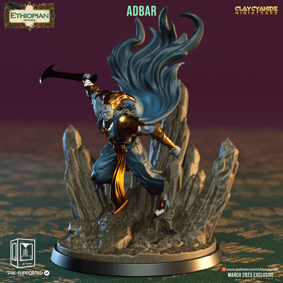 3D Printed Clay Cyanide Adbar Ethiopian Mythos 28 32 mm D&D - Charming Terrain