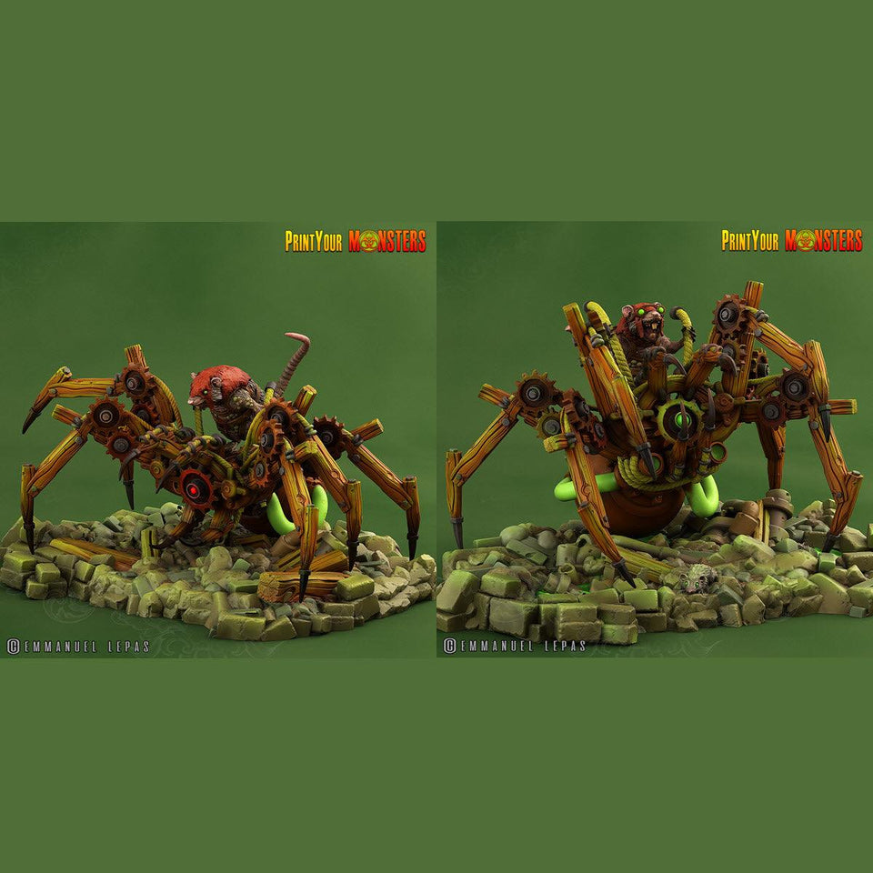 3D Printed Print Your Monsters Giant Mechanic Spiders and Riders The Toxic Rats Domination Set 28mm - 32mm D&D Wargaming - Charming Terrain