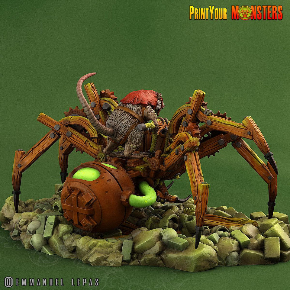 3D Printed Print Your Monsters Giant Mechanic Spiders and Riders The Toxic Rats Domination Set 28mm - 32mm D&D Wargaming - Charming Terrain