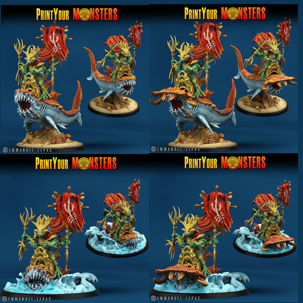 3D Printed Print Your Monsters Mutant Sharks The Searakin Domination Set 28mm - 32mm D&D Wargaming - Charming Terrain
