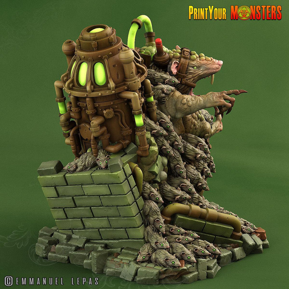 3D Printed Print Your Monsters The Toxic Double Headed Rat King The Toxic Rats Domination Set 28mm - 32mm D&D Wargaming - Charming Terrain
