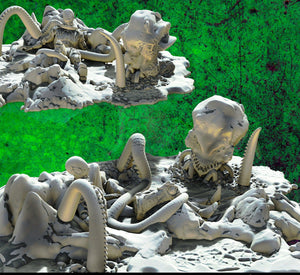 3D Printed SAWANT3D Abandoned Base of Space Elves - Elf Fighting a Monster 28 32mm D&D - Charming Terrain