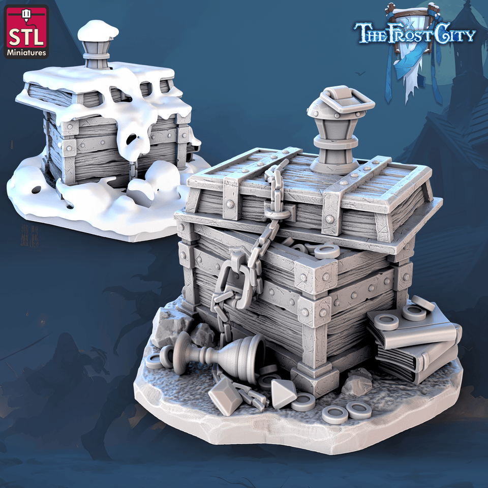 3D Printed STL Miniatures The Frost City Treasure Tokens 28 - 32mm War Gaming D&D - Charming Terrain