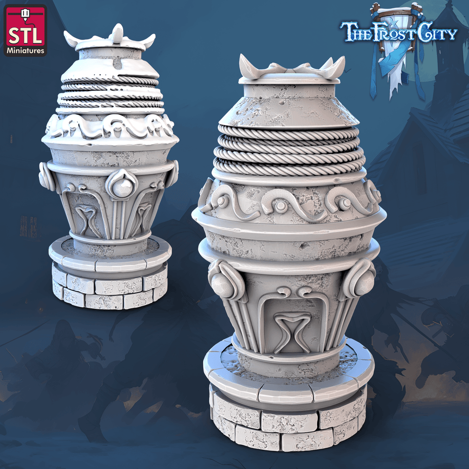 3D Printed STL Miniatures The Frost City Treasure Tokens 28 - 32mm War Gaming D&D - Charming Terrain