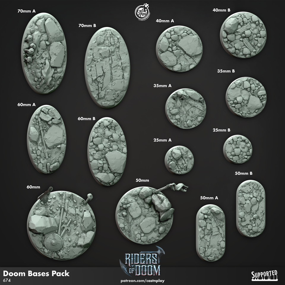 3D Printed Cast n Play Riders of Doom - Doom Bases 28mm 32mm D&D