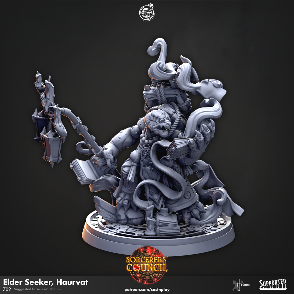 3D Printed Cast n Play Elder Seeker, Haurvat Sorcerers Council 28mm 32mm D&D