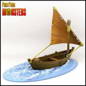 3D Printed Print your Monster Ocean Sail Boat 28 32mm D&D