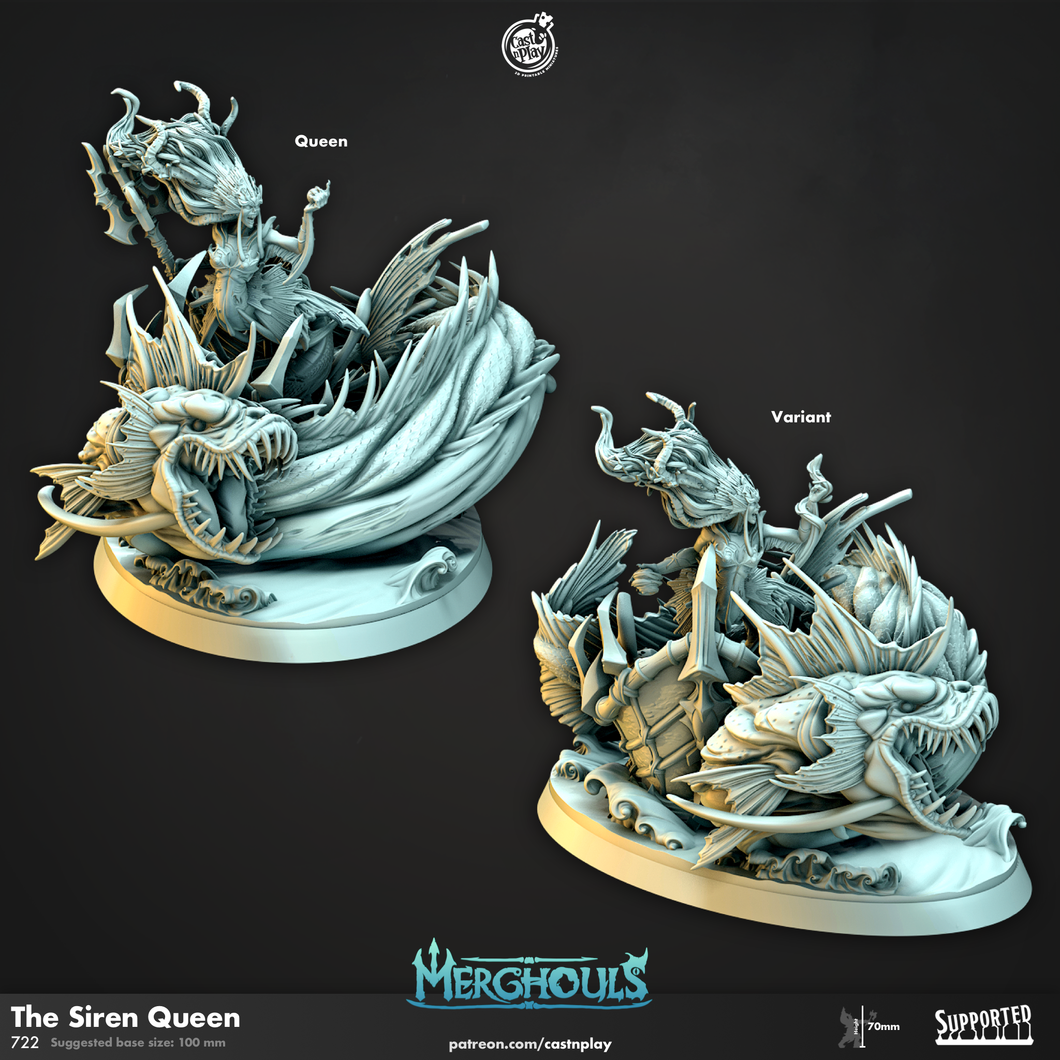 3D Printed Cast n Play Merghouls The Siren Queen 28mm 32mm D&D