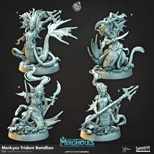 3D Printed Cast n Play Merghouls Merkyes Trident Batallion 28mm 32mm D&D