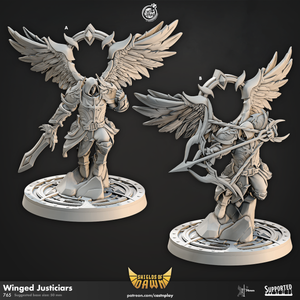 3D Printed Cast n Play Winged Justiciars Shields of Dawn 28mm 32mm D&D