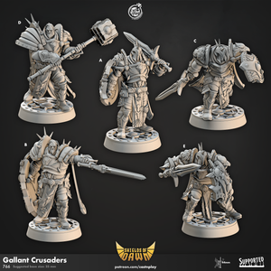 3D Printed Cast n Play Gallant Crusaders Shields of Dawn 28mm 32mm D&D
