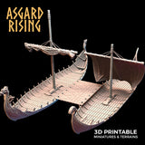 3D Printed Asgard Rising Expedition Drakkars Ship 28 32 mm Wargaming DnD