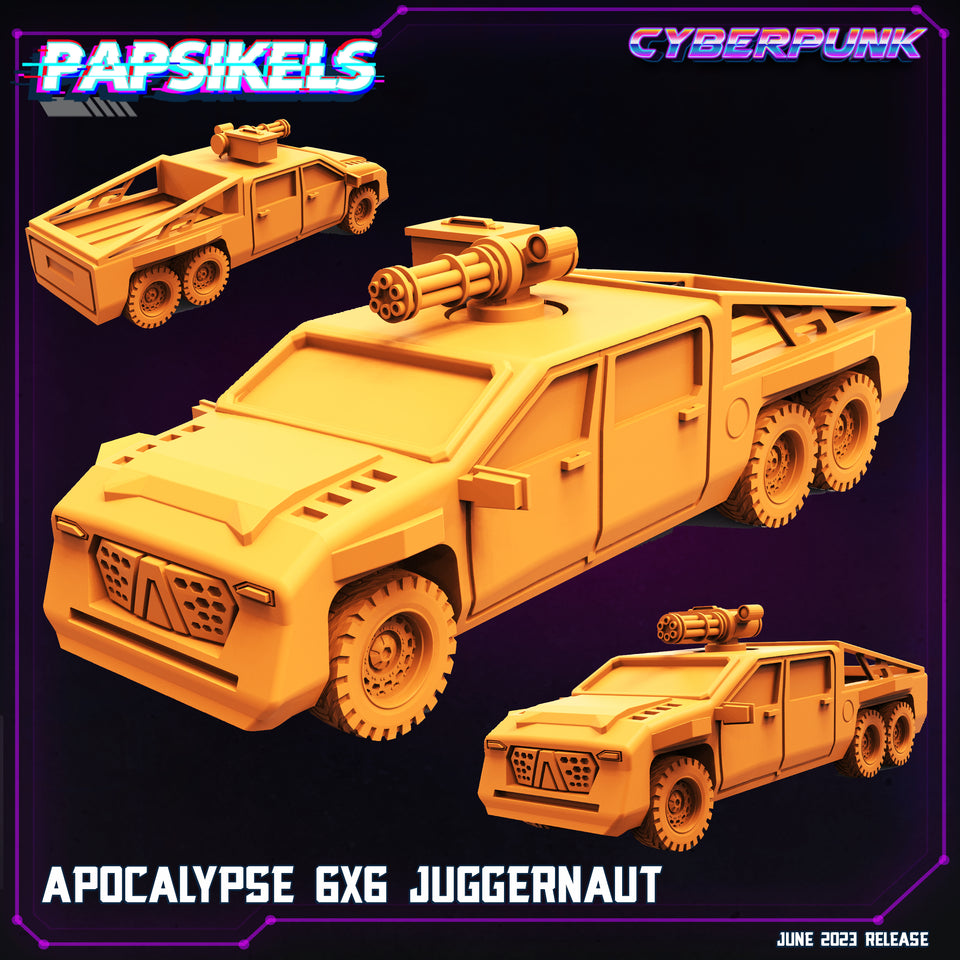 3D Printed Papsikels June 2023 Cyberpunk Apocalypse 6x6 Juggernaut 28mm 32mm