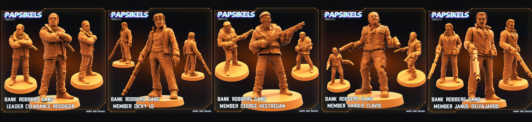 3D Printed Papsikels - Bank Robbers Gang Set - 28mm 32mm