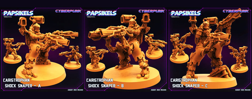 3D Printed Papsikels August 2023 - Cyberpunk Caristrophan Shock Snaper Set 28mm 32mm