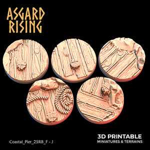 3D Printed Asgard Rising Coastal Pier Set 2 - 25 28 32 35mm Round Bases 28 32 mm Wargaming DnD