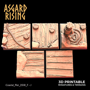 3D Printed Asgard Rising Coastal Pier Set 2 - 20 25 30 35mm Square Bases 28 32 mm Wargaming DnD