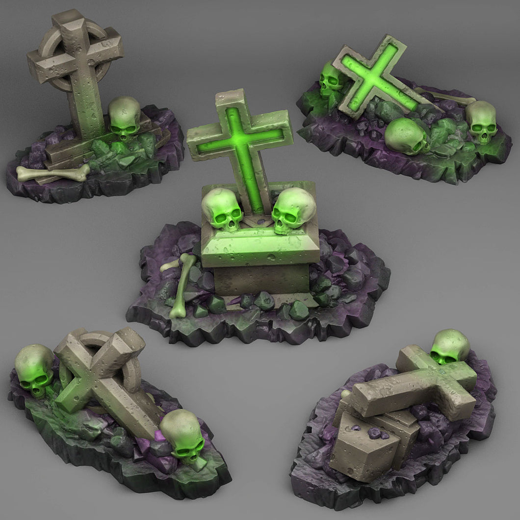 3D Printed Fantastic Plants and Rocks Creepy Cemetery Tombs 28mm - 32mm D&D Wargaming