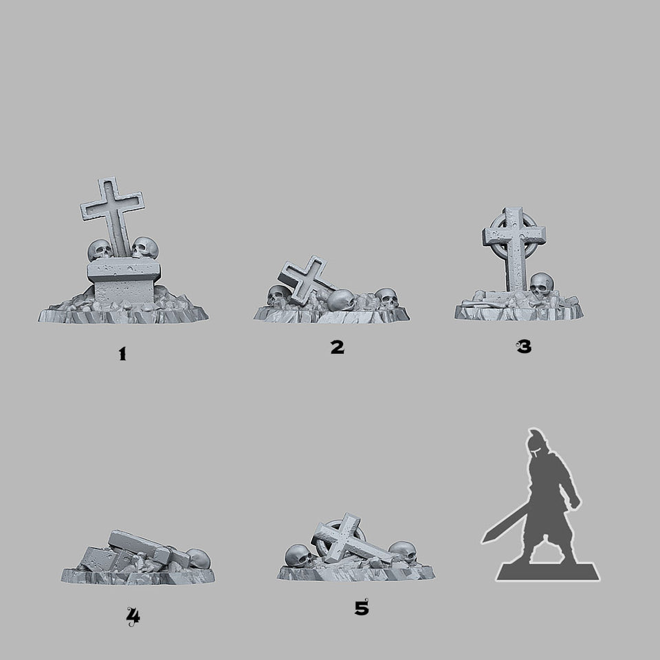3D Printed Fantastic Plants and Rocks Creepy Cemetery Tombs 28mm - 32mm D&D Wargaming