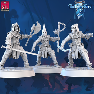 3D Printed STL Miniatures Cultist Set The Frost City 2 28 - 32mm War Gaming D&D