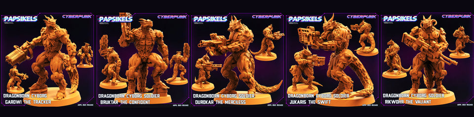 3D Printed Papsikels - Dragonborn Cyborg Set - 28mm 32mm