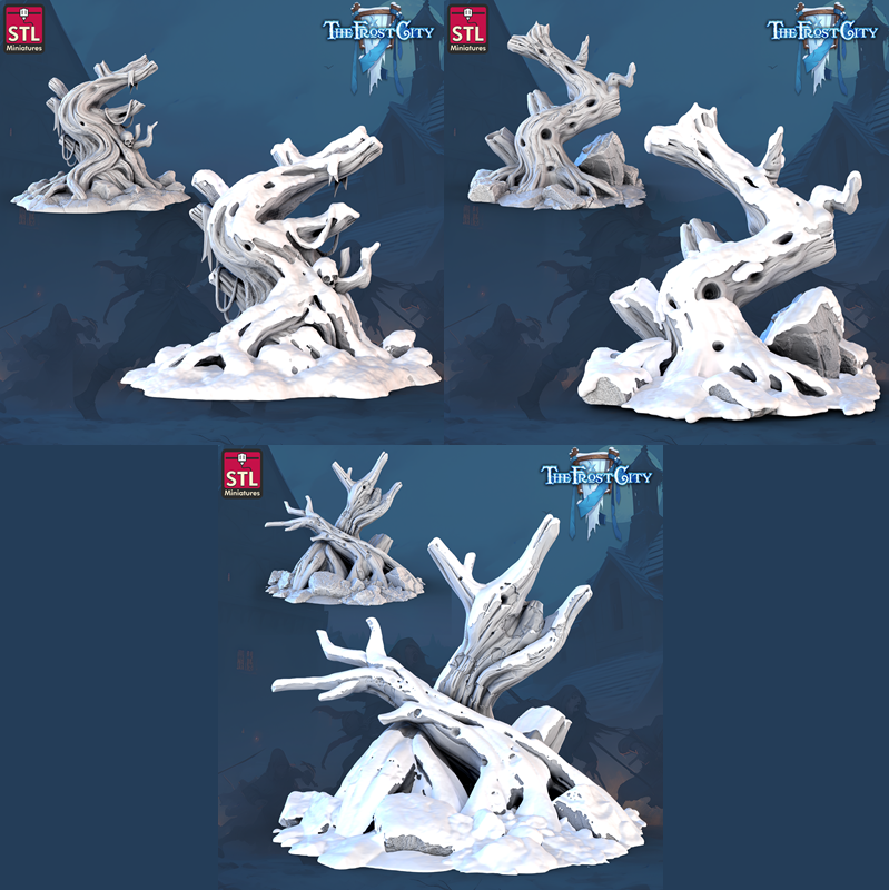 3D Printed STL Miniatures The Frost City Dead Trees 28 - 32mm War Gaming D&D