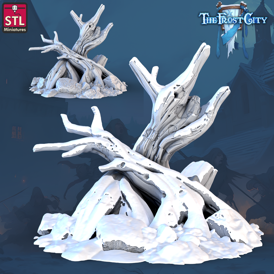 3D Printed STL Miniatures The Frost City Dead Trees 28 - 32mm War Gaming D&D