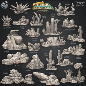 3D Printed Cast n Play Desert Core Set Desert Terrain Set Terrain Essentials Nature 28mm 32mm D&D