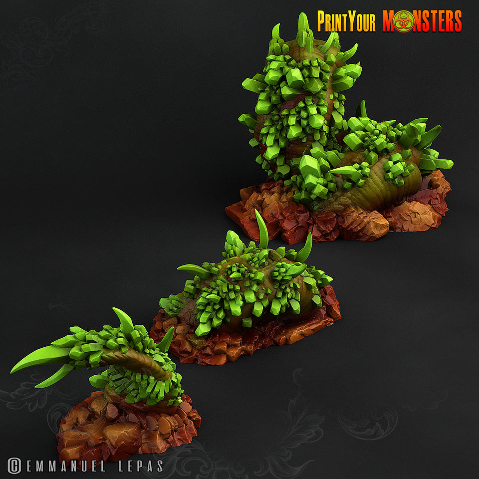 3D Printed Print Your Monsters Emerald Worm Legendary Crystal Monsters 28mm - 32mm D&D Wargaming