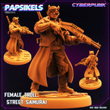 3D Printed Papsikels May 2023 Cyberpunk Female Troll Street Samurai 28mm 32mm