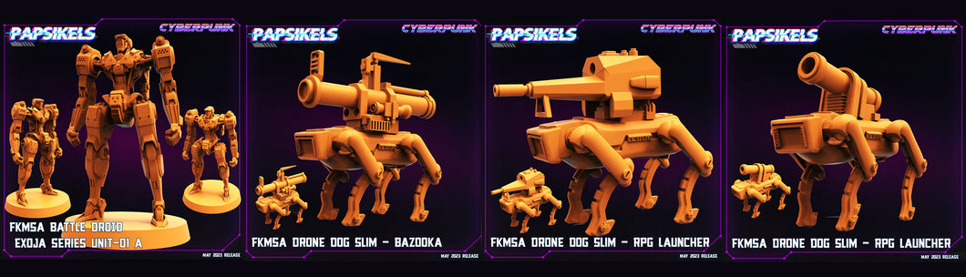 3D Printed Papsikels May 2023 Cyberpunk Fkmsa Battle Droid Set 28mm 32mm