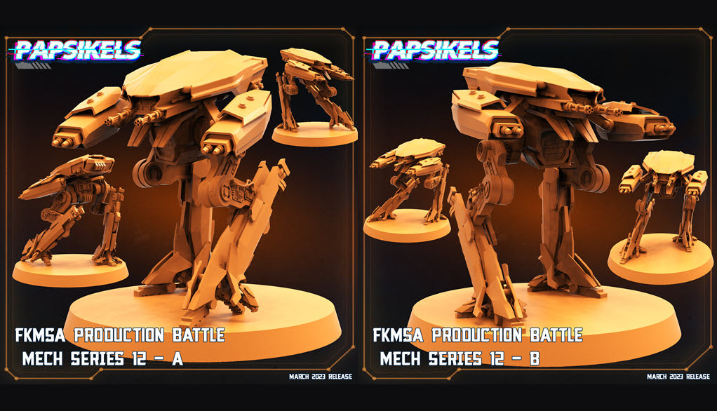 3D Printed Papsikels - Fkmsa Production Battle Mech Series 12 Set - 28mm 32mm