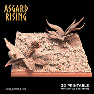 3D Printed Asgard Rising Fern Forest - 50mm Square Base  Wargaming DnD