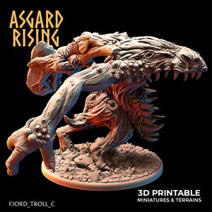 3D Printed Asgard Rising Fjord Troll 28 32 mm Wargaming DnD