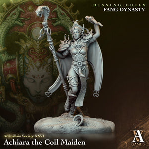 3D Printed Archvillain Games Archvillain Society Vol. XXVI Achiara The Coil Maiden 28 32mm D&D