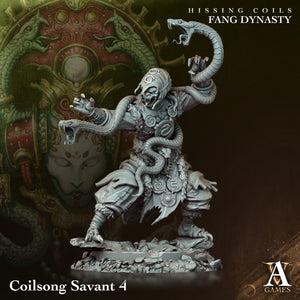 3D Printed Archvillain Games Hissing Coils - Fang Dynasty Coilsong Savant 28 32mm D&D