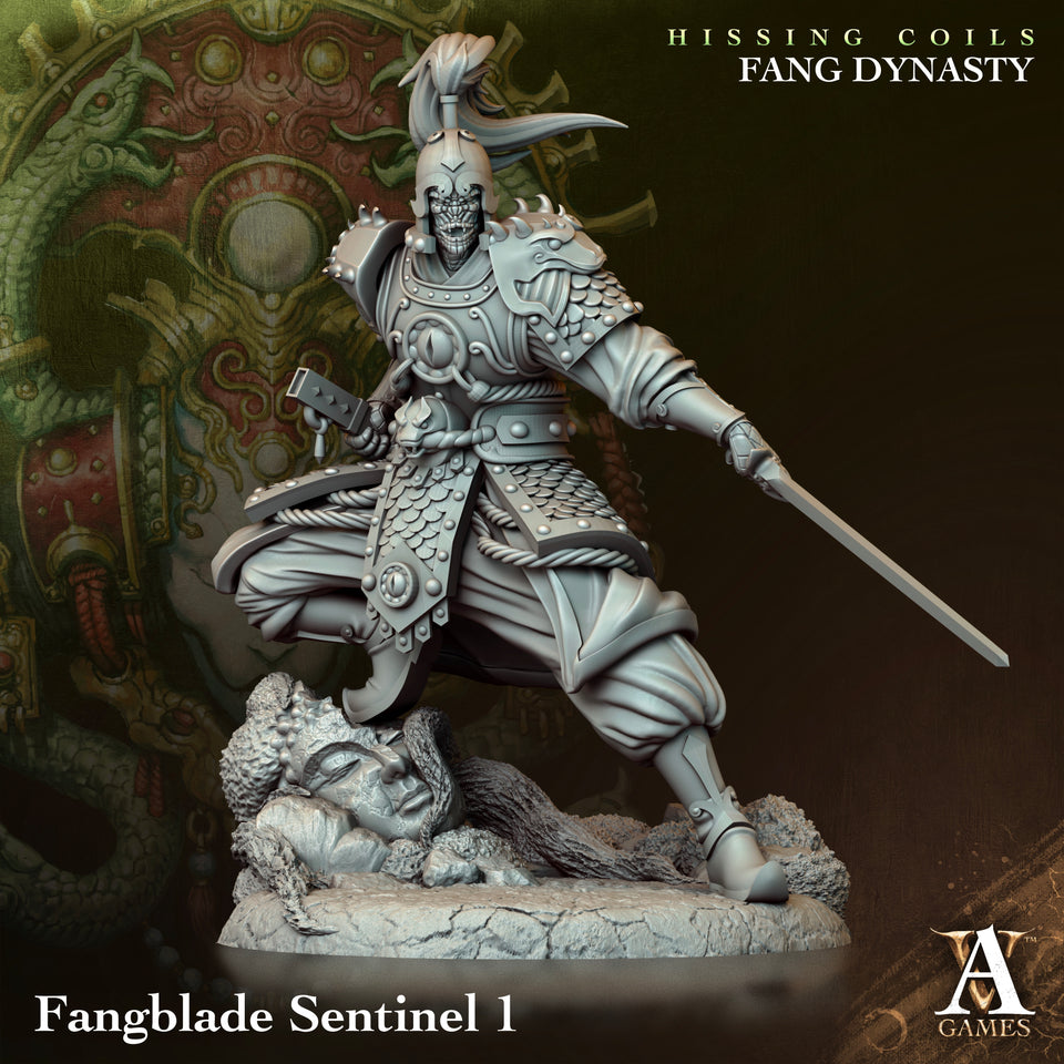 3D Printed Archvillain Games Hissing Coils - Fang Dynasty Fangblade Sentinel 28 32mm D&D