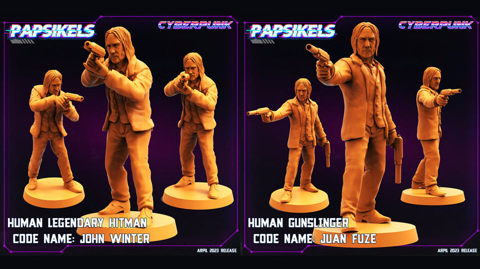 3D Printed Papsikels - Human Gunslinger Set - 28mm 32mm