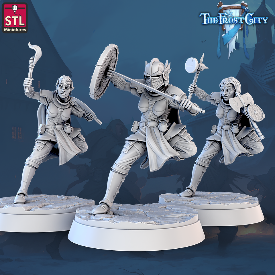 3D Printed STL Miniatures The Frost City Army Knights - Modular 28 - 32mm War Gaming D&D