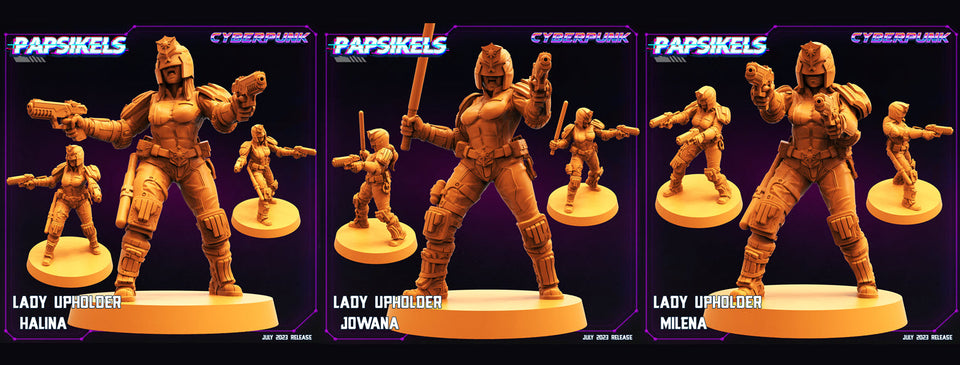 3D Printed Papsikels July 2023 - Cyberpunk Lady Upholder Set 28mm 32mm