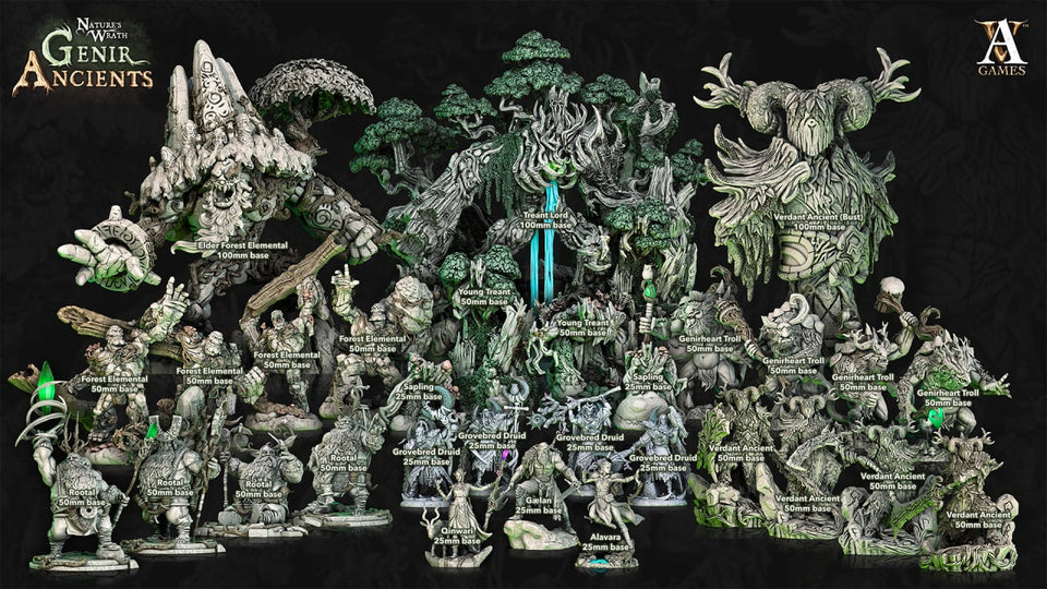 3D Printed Archvillain Games Nature's Wrath Genir Ancients - Elder Forest Elemental 28mm 32mm D&D