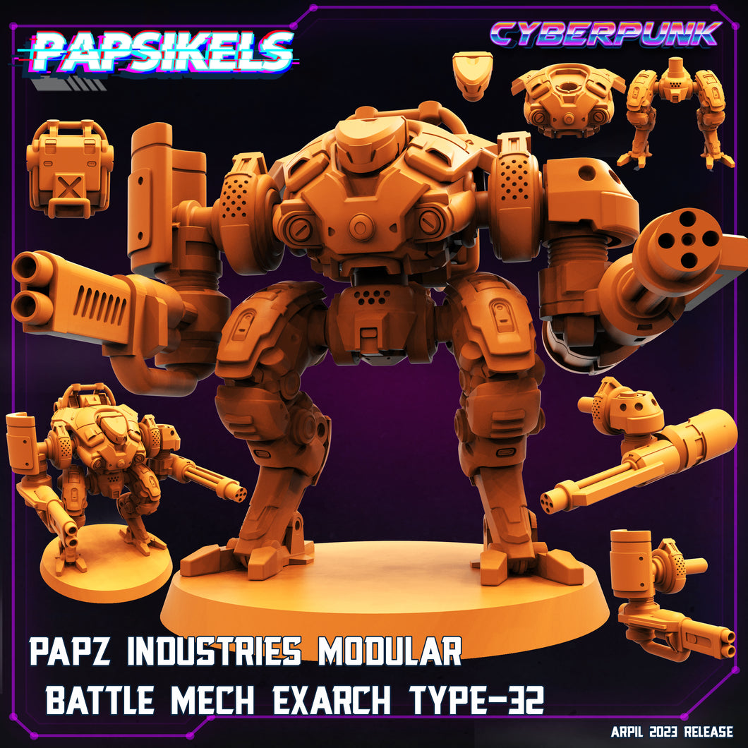 3D Printed Papsikels - Papz Industries Modular Battle Mech Exarch Type 32 - 28mm 32mm