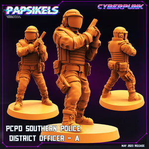 3D Printed Papsikels May 2023 Cyberpunk Pcpd Southern Police District Officer Set 28mm 32mm