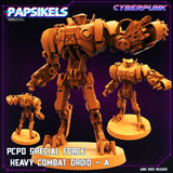 3D Printed Papsikels June 2023 Cyberpunk Pcpd Special Force Heavy Combat Droid Set 28mm 32mm