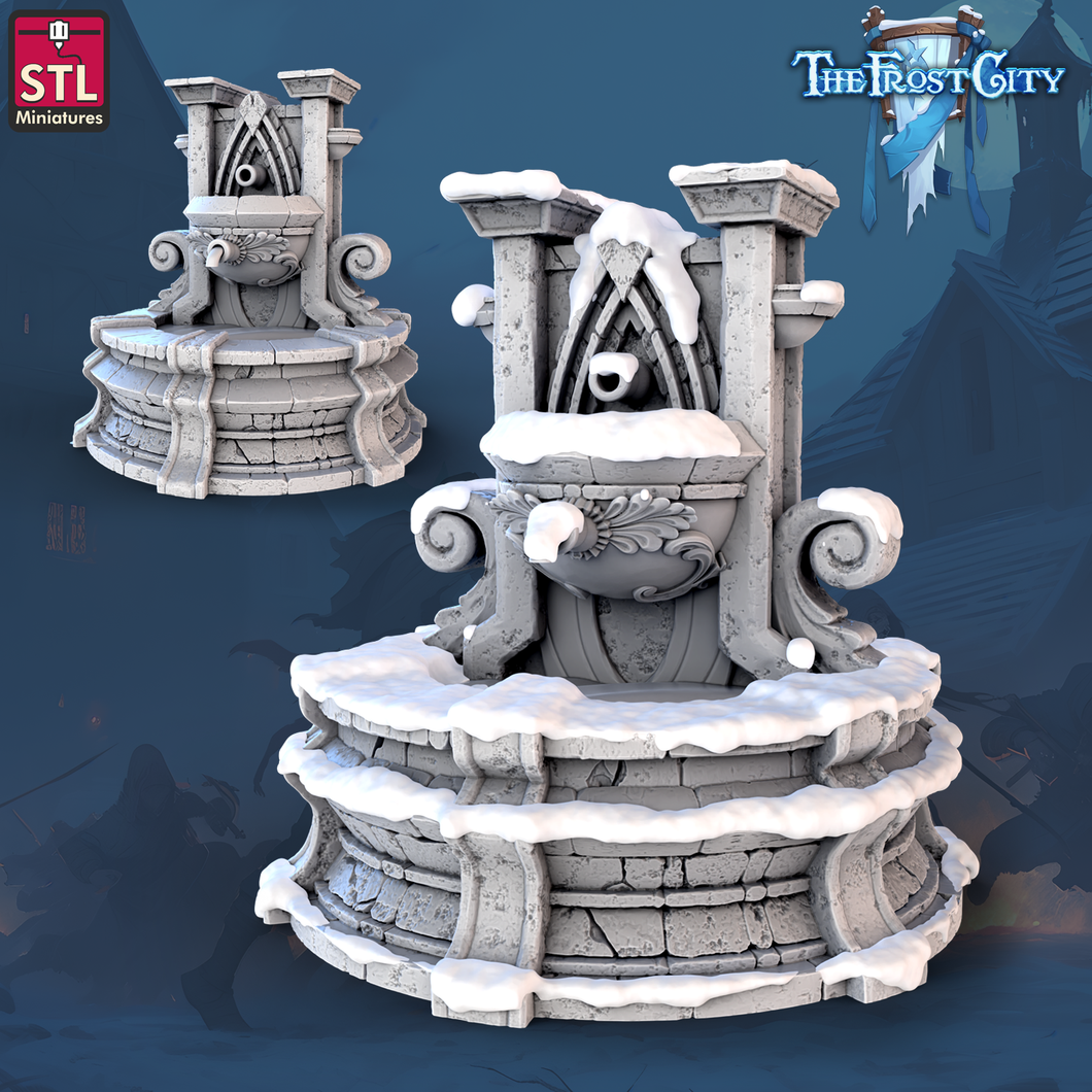 3D Printed STL Miniatures The Frost City Fountain 28 - 32mm War Gaming D&D