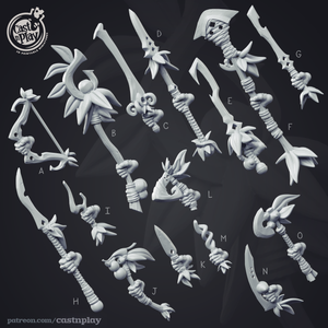 3D Printed Cast n Play Creature Weapons Set 28mm 32mm D&D